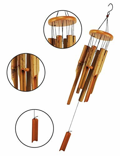 Bamboo wind chime with close-up details.