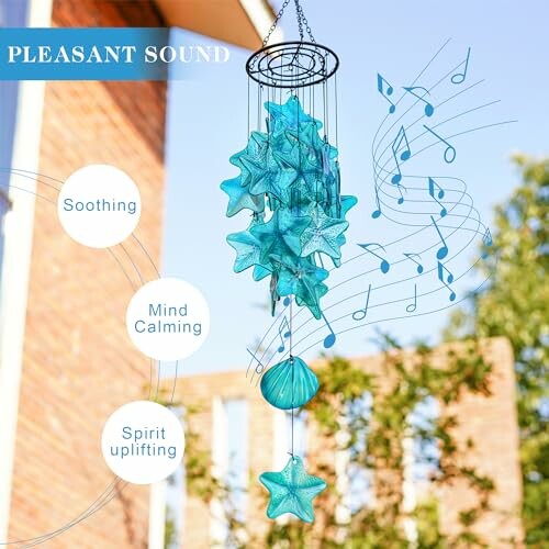 Blue Starfish Glass Wind Chimes