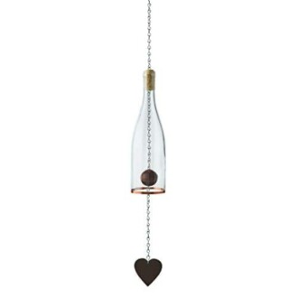 Glass bottle wind chime with heart pendant