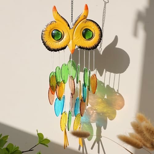 Stained Glass Owl Wind Chimes