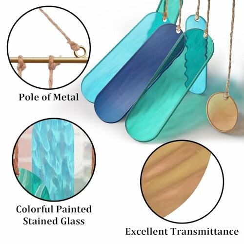 Colorful painted stained glass with metal pole and excellent transmittance.