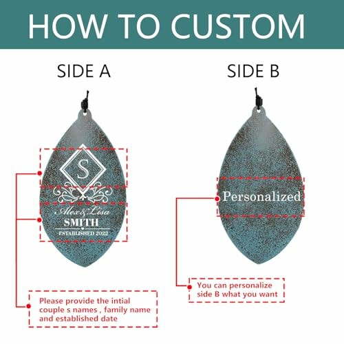 Instructions for customizing an ornament with sides A and B options.