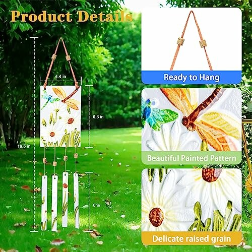 MUMTOP Dragonfly Glass Wind Chimes