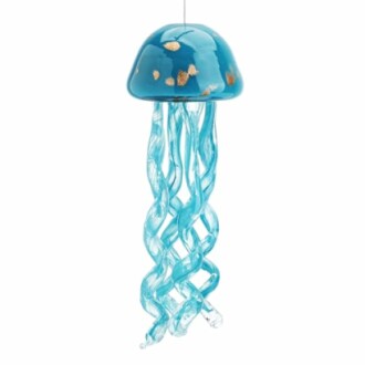 Blue glass jellyfish hanging decoration