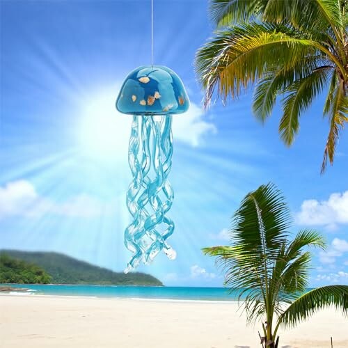 Handblown Art Glass Jellyfish Wind Chime