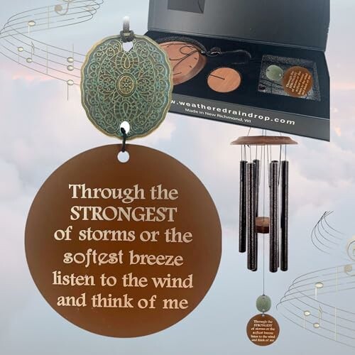 Memorial wind chime with a comforting message.