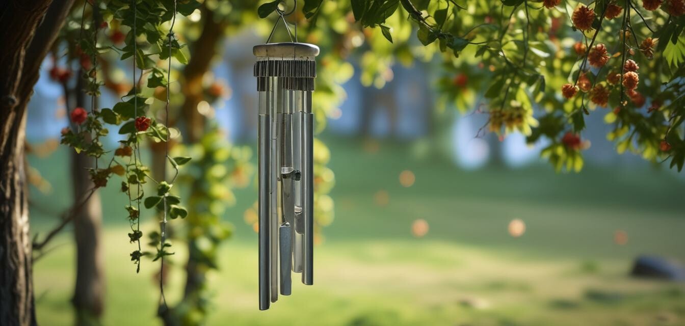 Metal Wind Chime in an Outdoor Setting