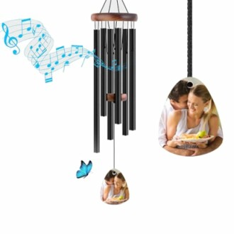 Personalized Sympathy Wind Chimes Photo Name