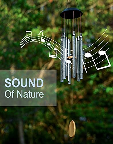 Wind chimes with musical notes overlay and 'Sound of Nature' text